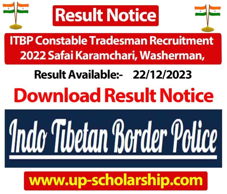 ITBP Constable Tradesman Recruitment 2022 Safai Karamchari, Washerman, Other Post Final Result 2023