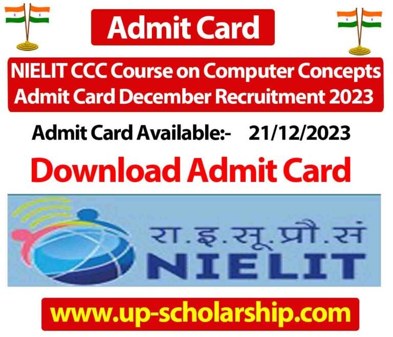 NIELIT CCC Course on Computer Concepts Admit Card December Recruitment 2023