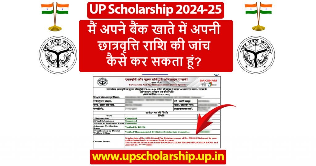 मैं अपने बैंक खाते में अपनी छात्रवृत्ति राशि की जांच कैसे कर सकता हूं
