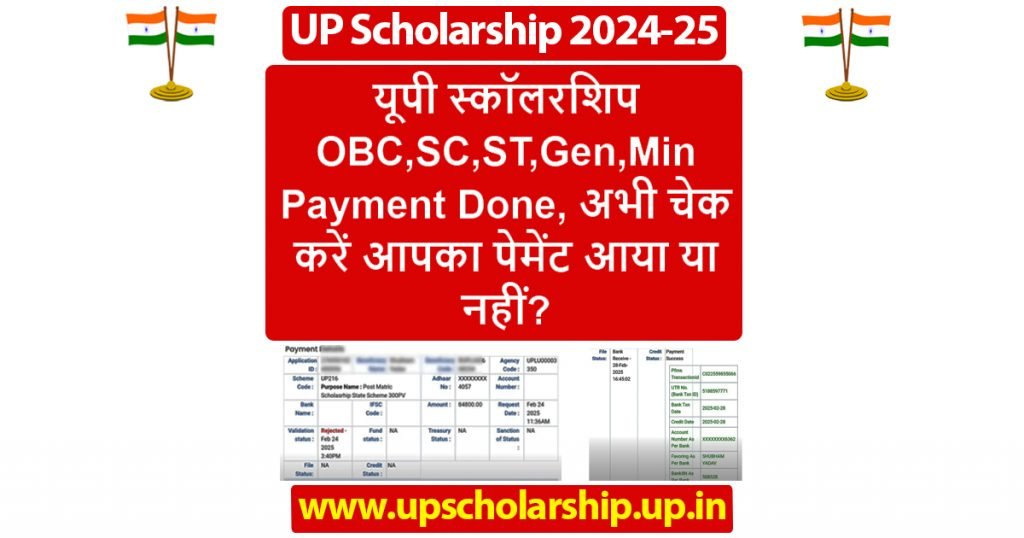 यूपी स्कॉलरशिप OBC,SC,ST,Gen,Min Payment Done